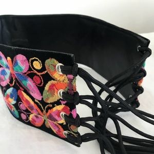 Calderon embroidered lace up belt corset 4.5”x53”